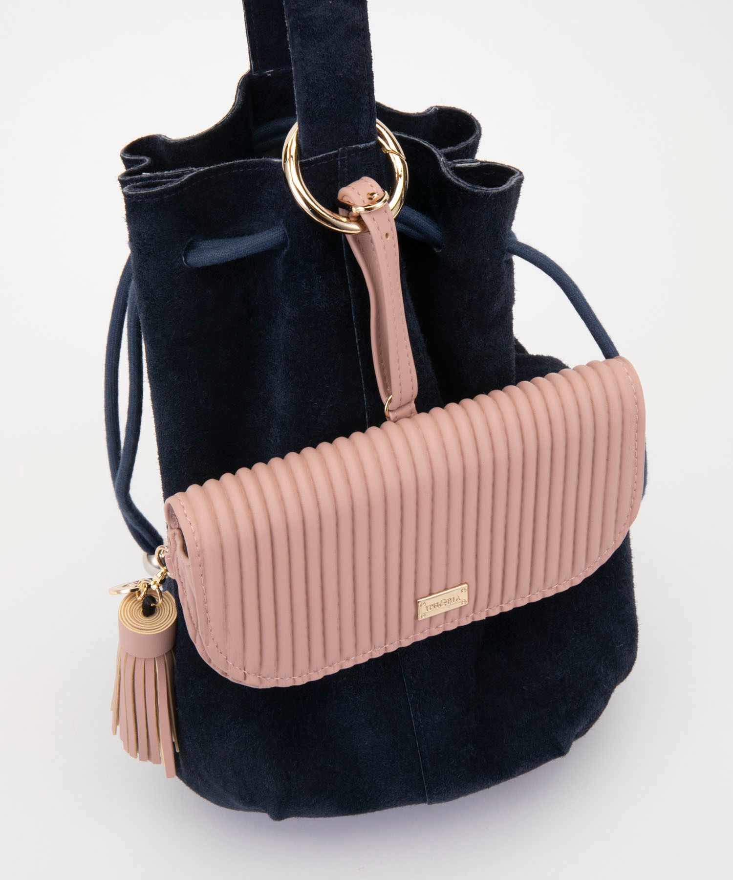 Glasses Case with Bag Holder - Ribbed Nude