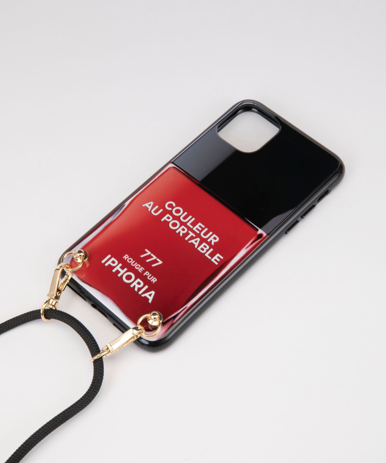 Necklace Case for Apple iPhone 11 ProMax with Black Cord - Couleur Au Portable Vernis Rouge Pur