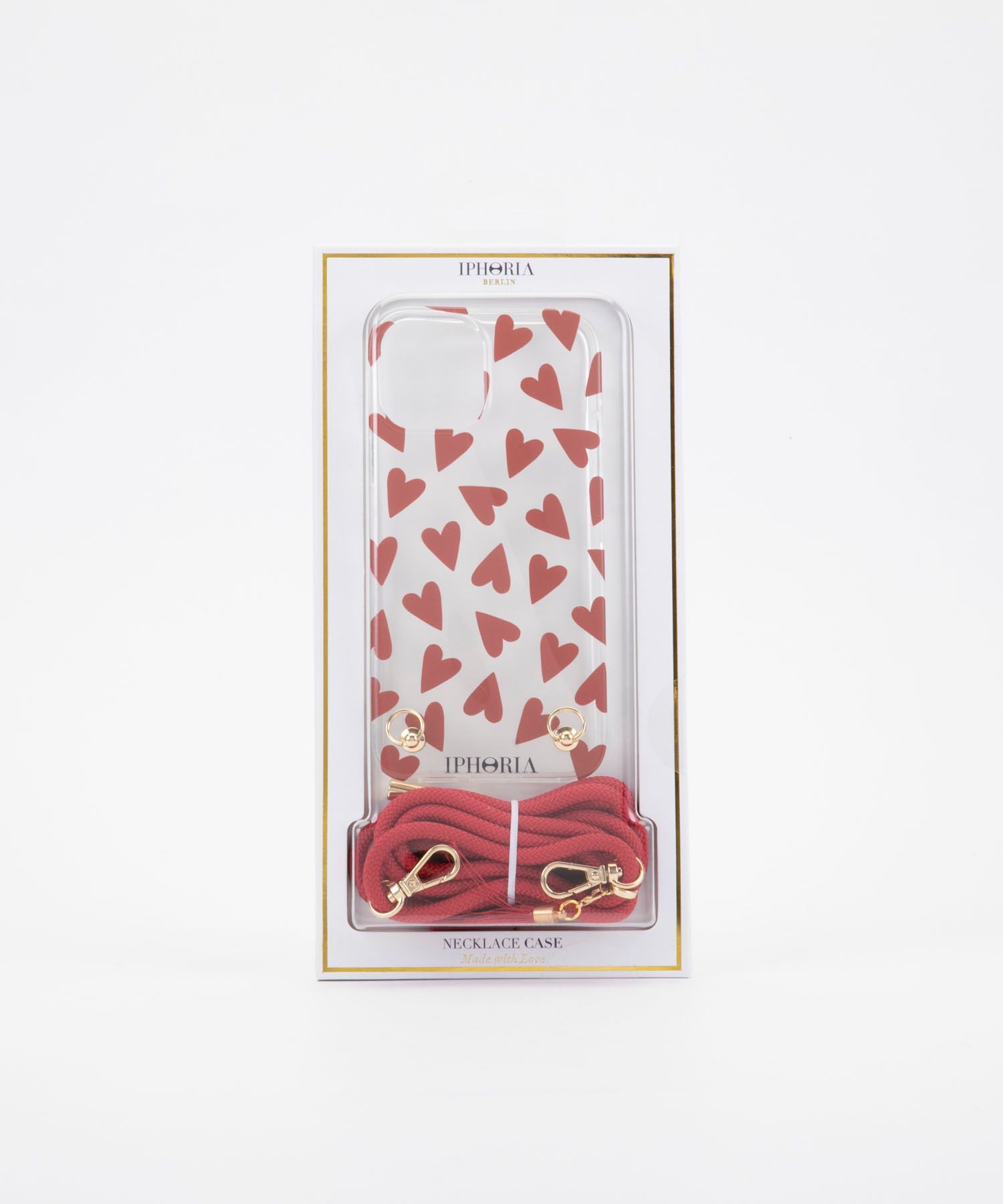Necklace Case for Apple iPhone 12/12 Pro - Transparent Hearts