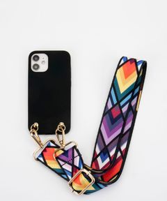 Necklace Case for Apple iPhone 12 mini - Soft Touch Black with Ethno Strap