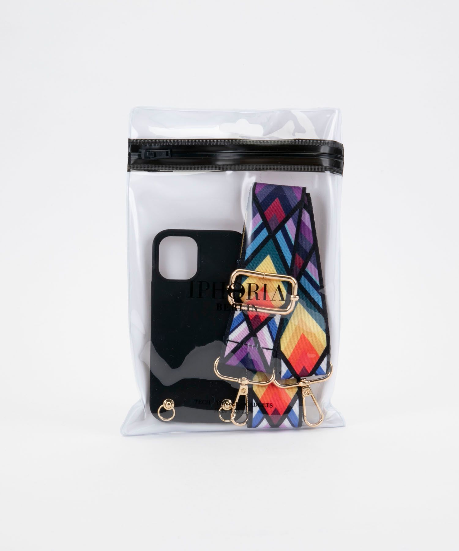Necklace Case for Apple iPhone 12 mini - Soft Touch Black with Ethno Strap