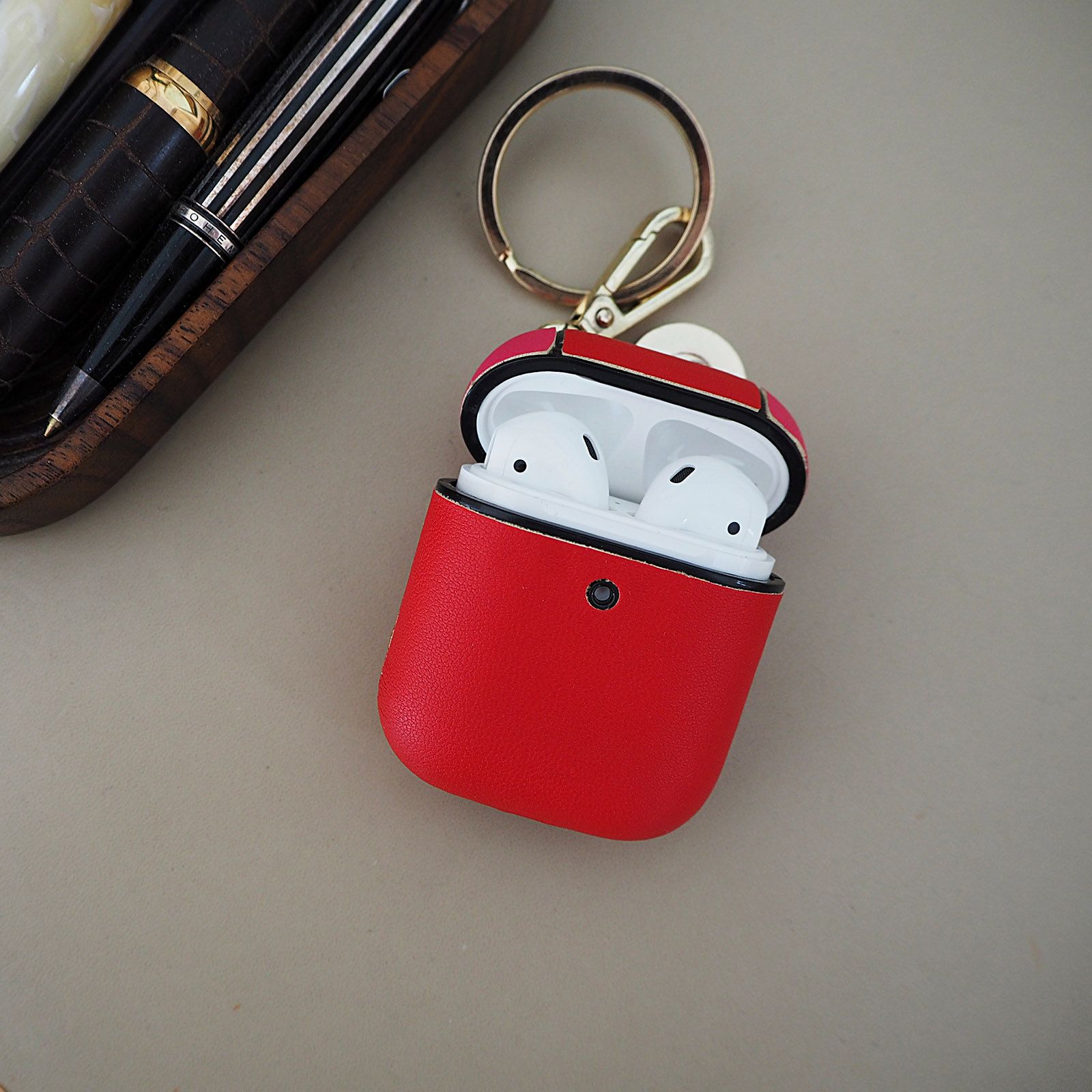 Key Chain Airpods Case - Red & Pink