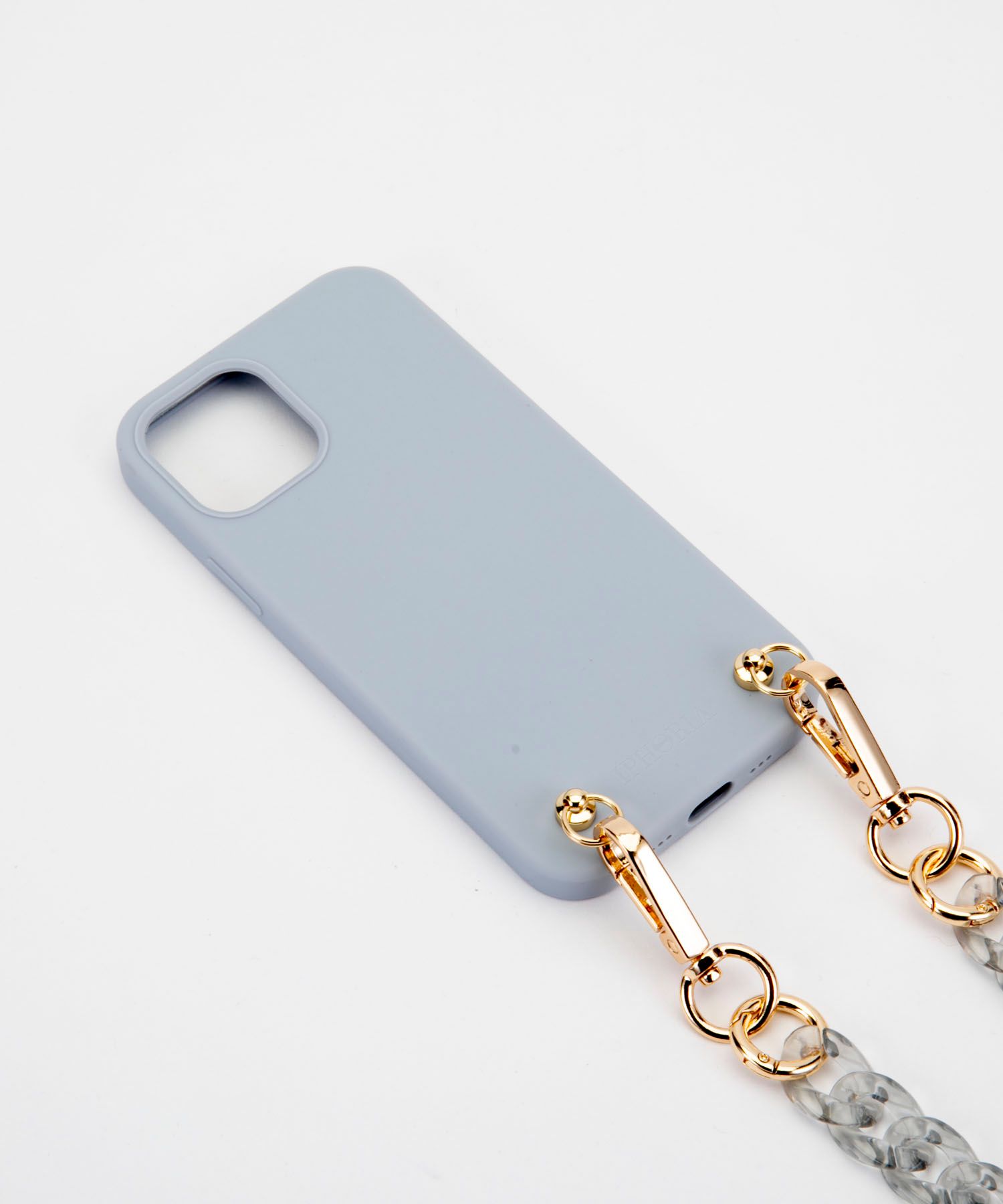 Necklace Case for Apple iPhone 12/12 Pro - Soft Touch Grey with clear Chain