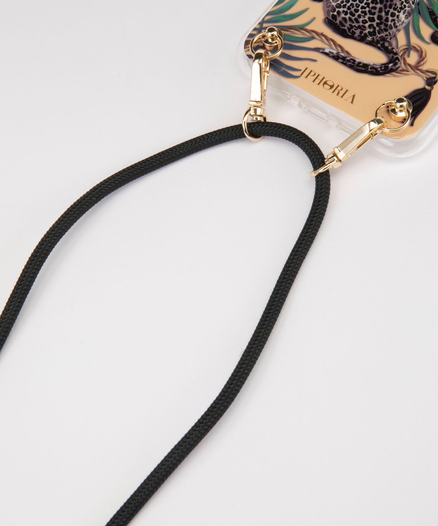 Necklace Case for Apple iPhone 11 Pro Max - Nude Leopard - black Cord