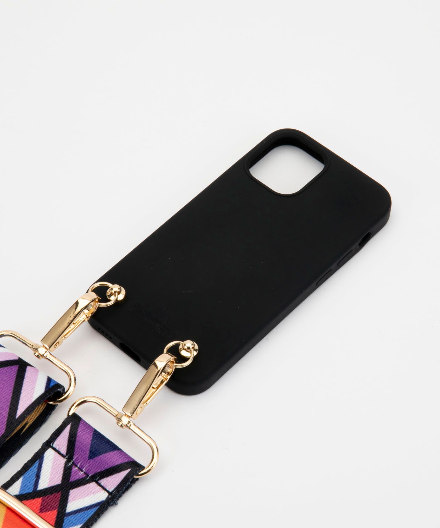 Necklace Case for Apple iPhone 12 mini - Soft Touch Black with Ethno Strap