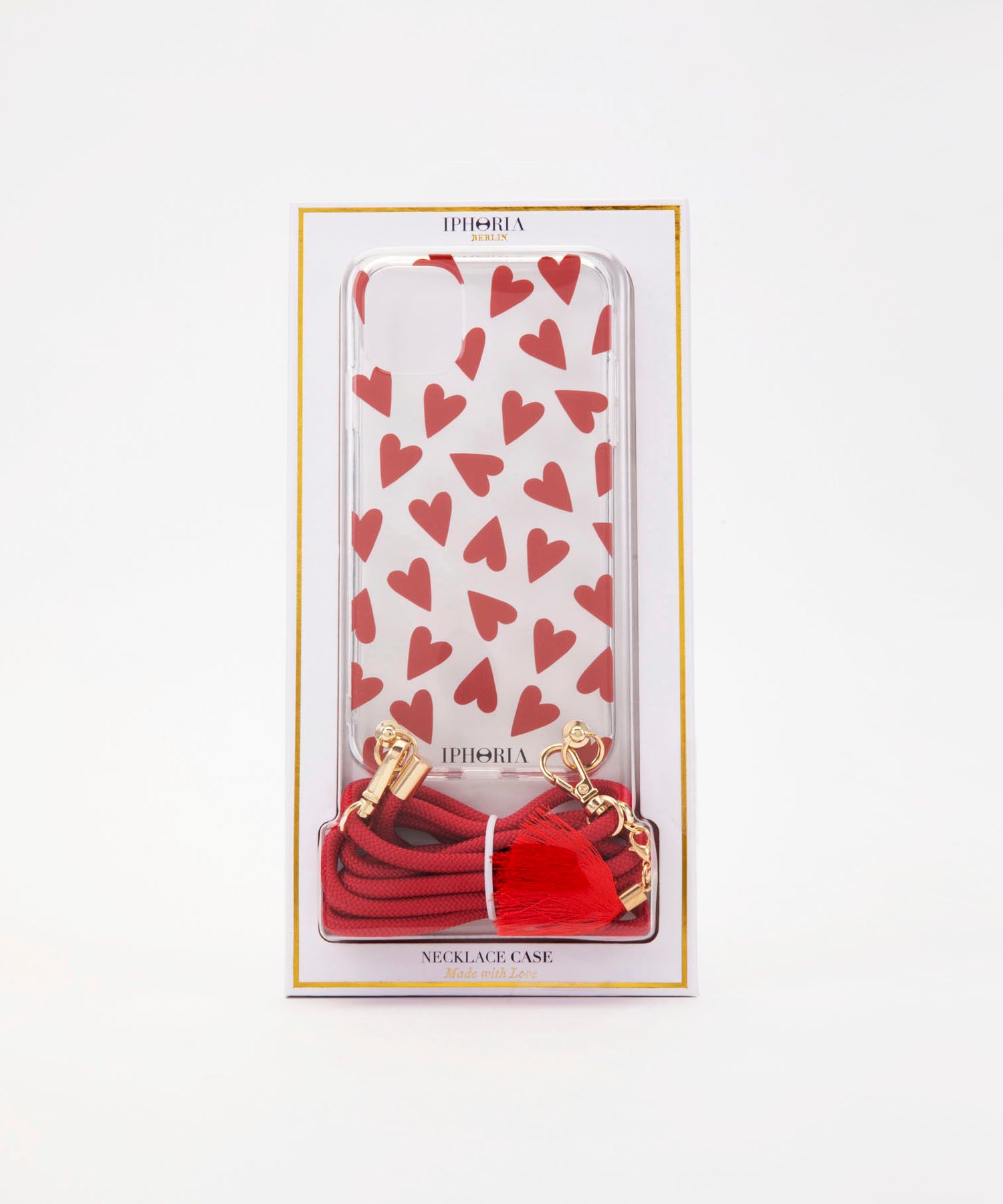 Necklace Case for Apple iPhone 11 - Transparent Hearts