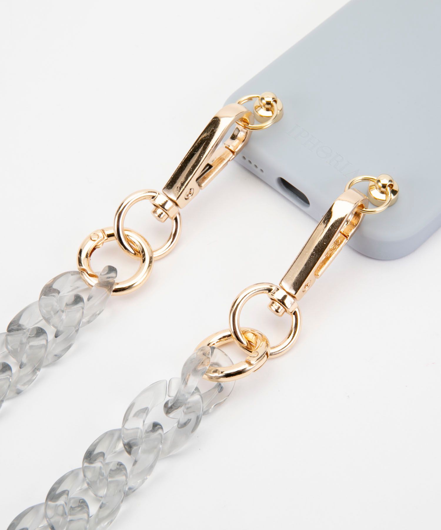 Necklace Case for Apple iPhone 12 mini - Soft Touch Grey with clear Chain