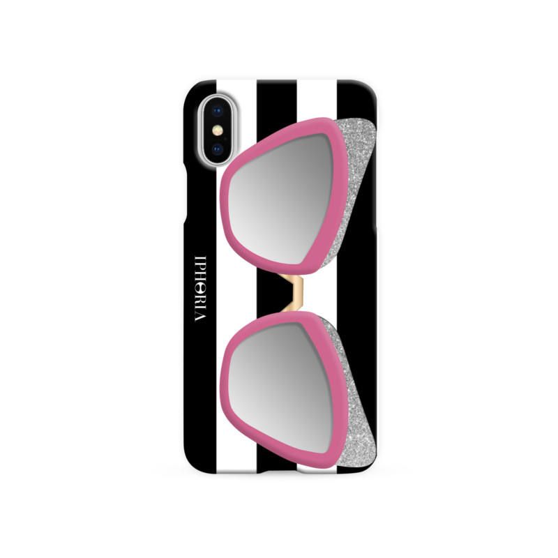 Case with Mirror for Apple iPhone X/XS - Sunglasses Pink Glitter