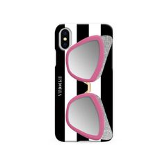Case with Mirror for Apple iPhone X/XS - Sunglasses Pink Glitter