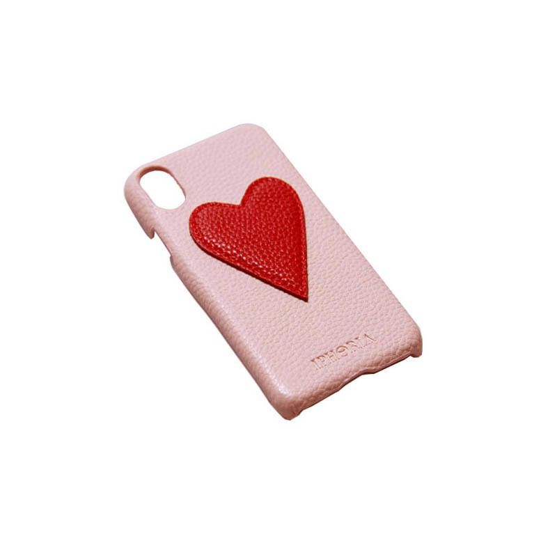Veggie Leather Case for Apple iPhone X/XS - Heart Nude Red