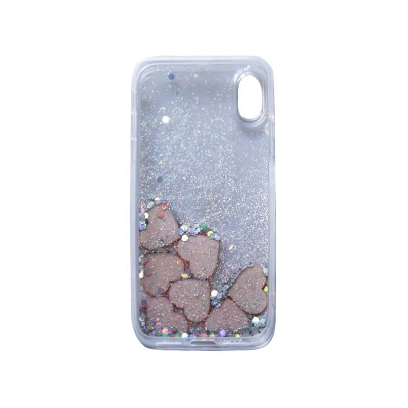 Liquid Case for iPhone X/XS - Hearts Transparent