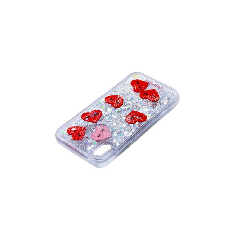 Liquid Case for iPhone X/XS - Hearts Transparent
