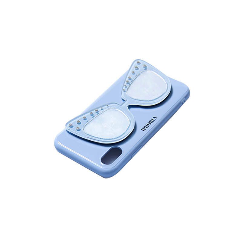 Case with Mirror for Apple iPhone X/XS - Sunglasses Light Blue