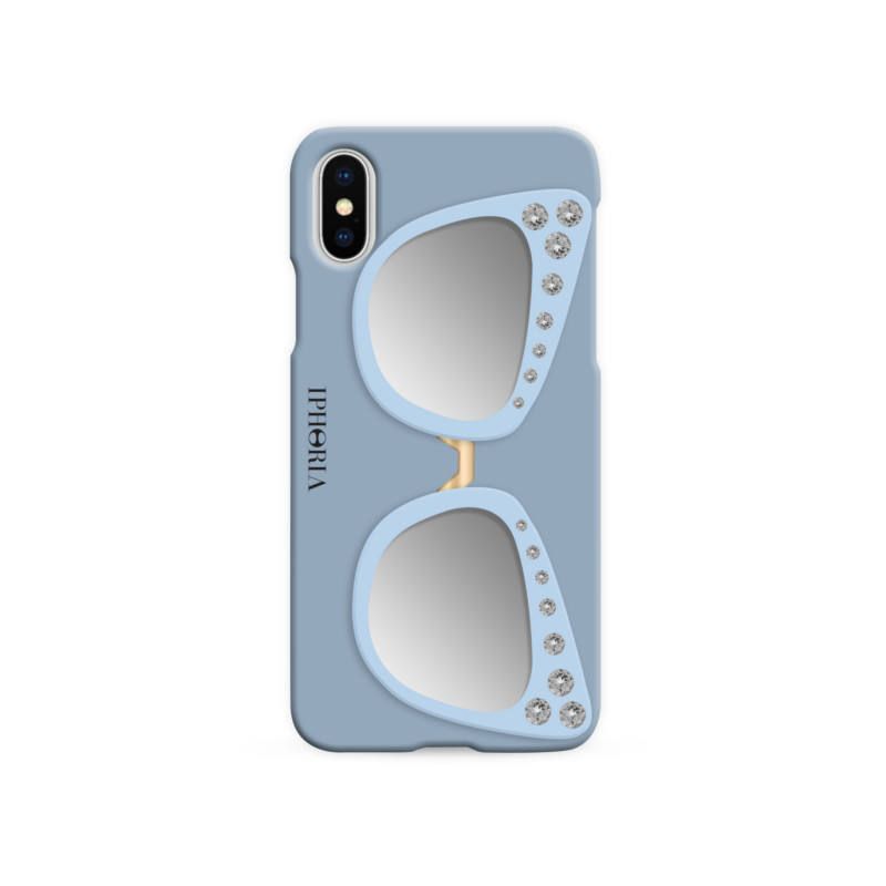 Case with Mirror for Apple iPhone X/XS - Sunglasses Light Blue