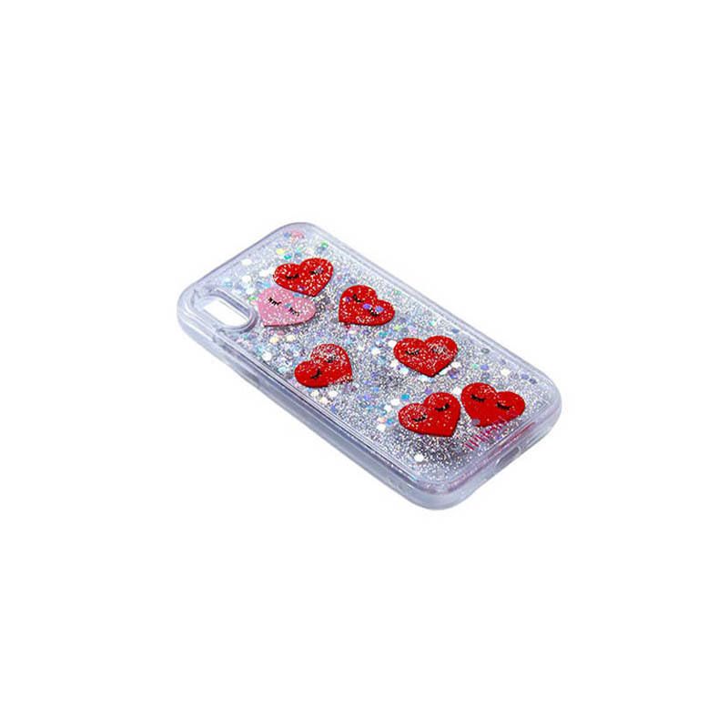Liquid Case for iPhone X/XS - Hearts Transparent