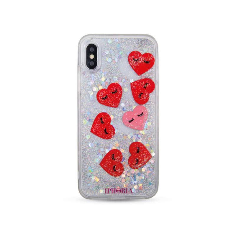 Liquid Case for iPhone X/XS - Hearts Transparent