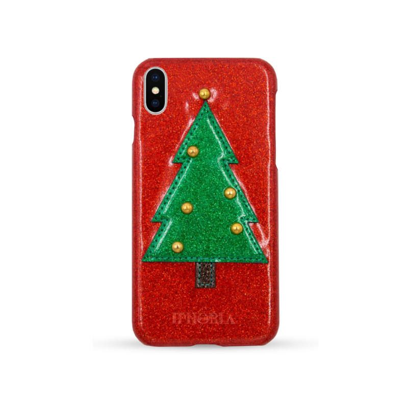 Veggie Leather Case for Apple iPhone X/XS - Christmas Tree Glitter