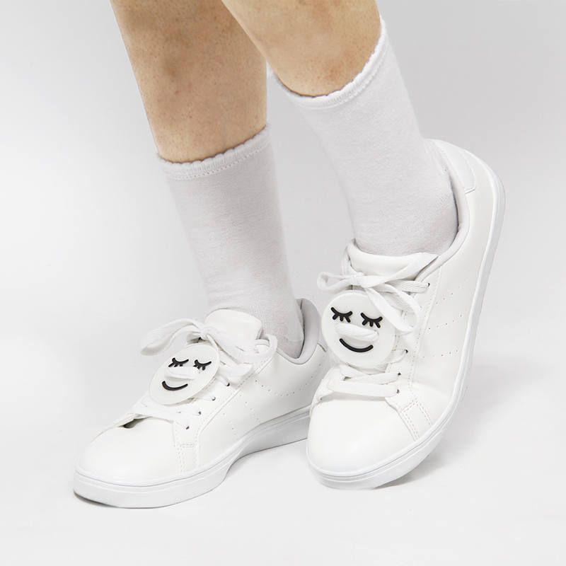 Acryl Sneaker Patches - Smiley White