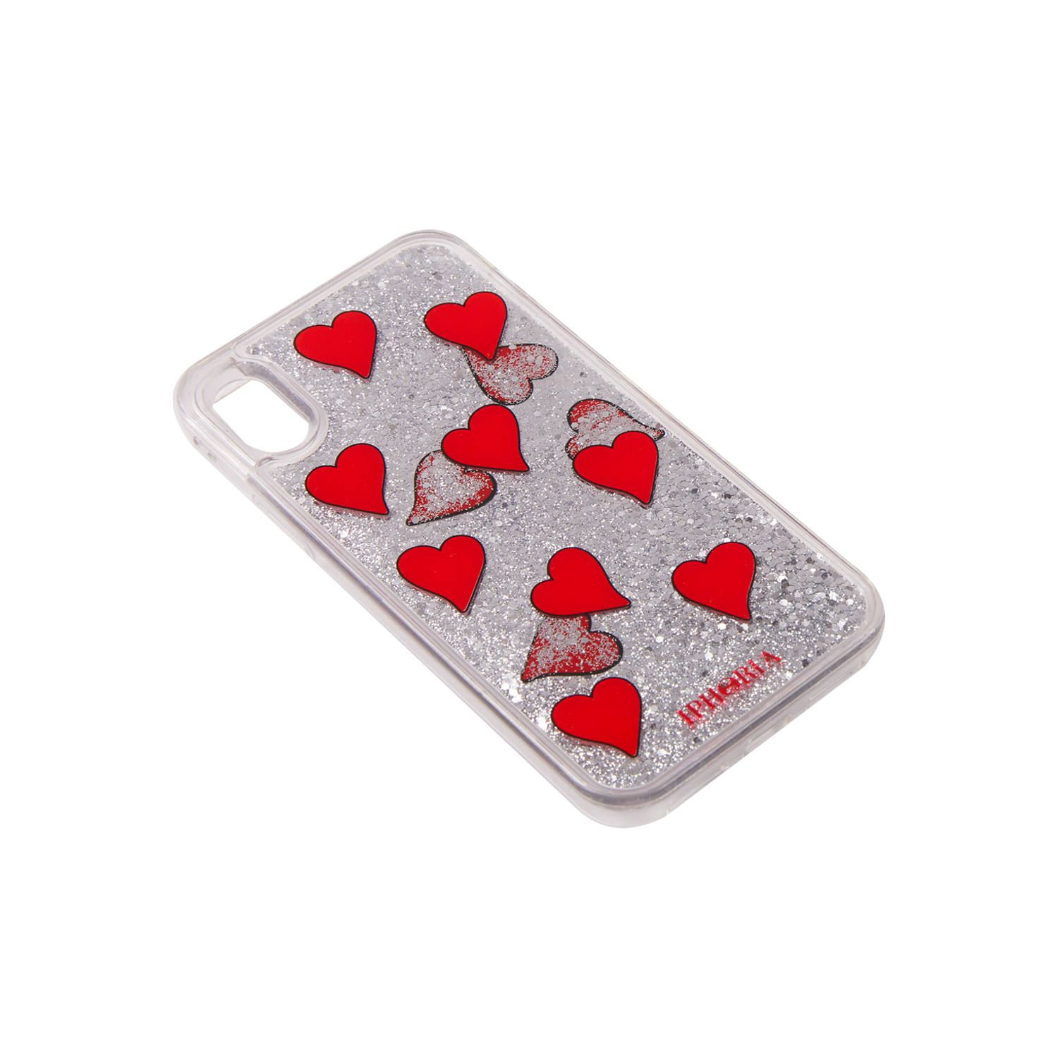 Liquid Case for Apple iPhone X/XS - Transparent with Floating Red Hearts
