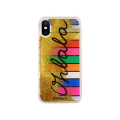 Liquid Case for Apple iPhone X/XS - Multicolor Strips Oh lala Golden Glitter