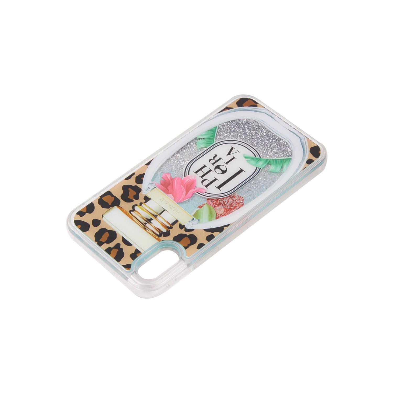 Liquid Case for Apple iPhone X/XS - Perfume Round Multicolor Ornaments and Leo