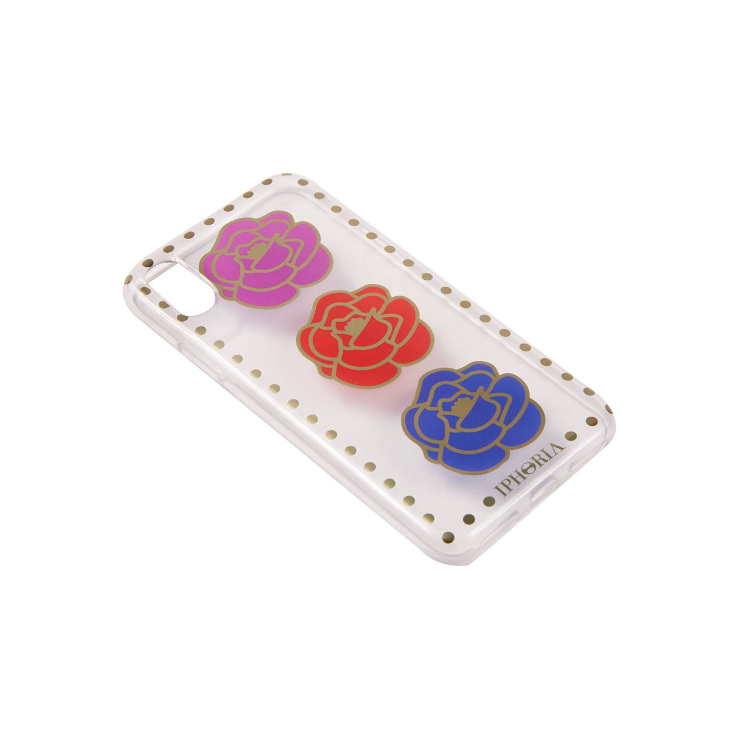 Case for Apple iPhone X/XS - Transparent Three Roses with Studs