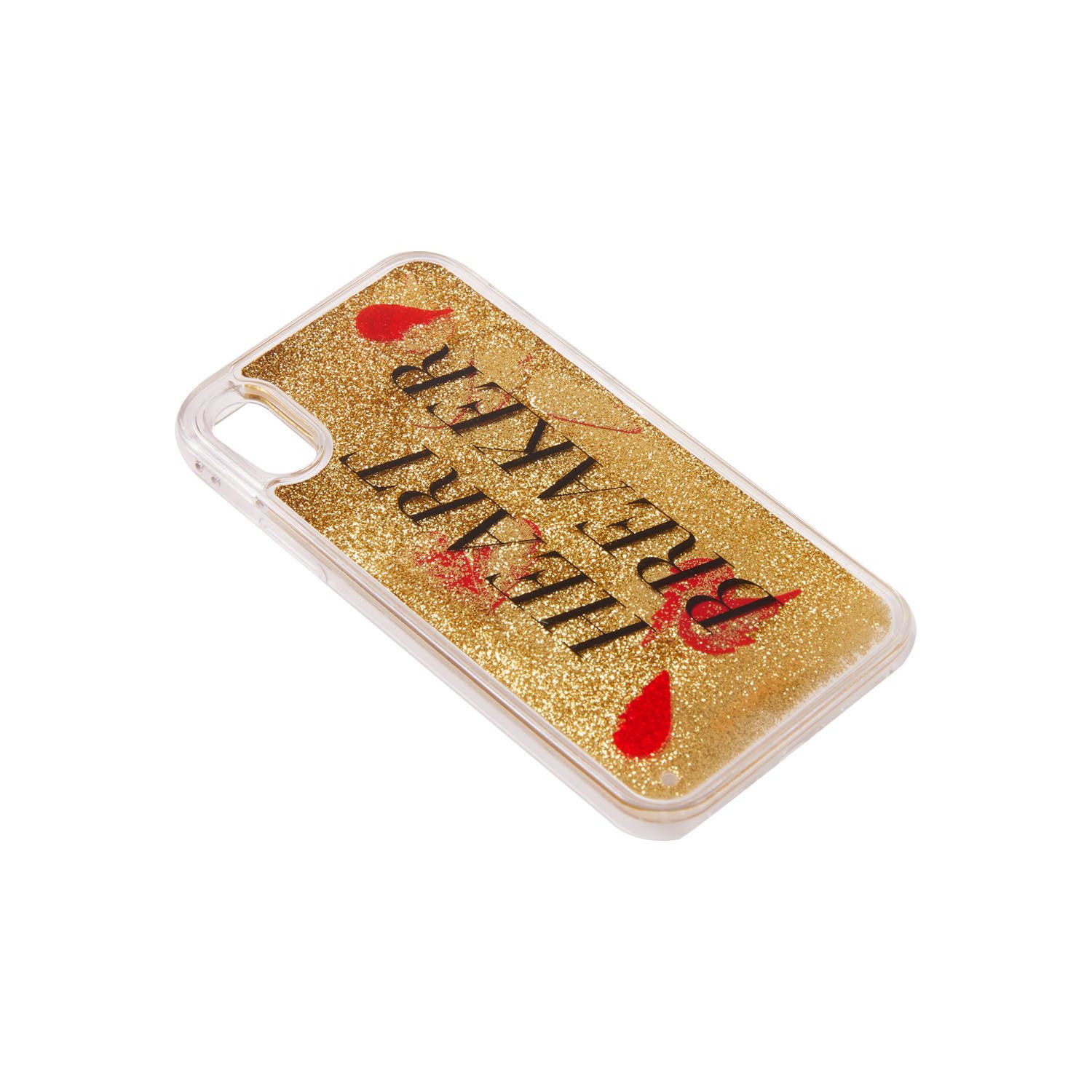 Liquid Case for Apple iPhone X/XS - Tranparent Heartbreaker with Floating Hearts and Glitter