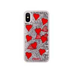Liquid Case for Apple iPhone X/XS - Transparent with Floating Red Hearts
