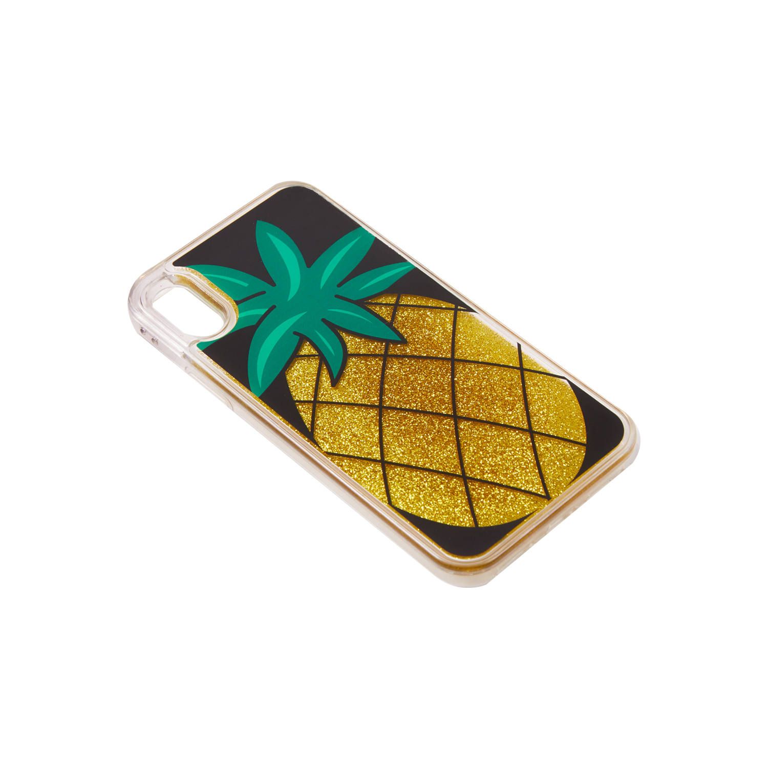 Liquid Case for Apple iPhone X/XS - Pineapple with Golden Glitter