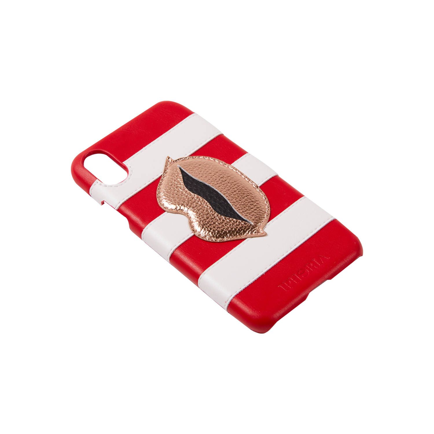 Veggie Leather Case for Apple iPhone X/XS - Stripes Red and White Lips