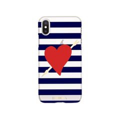 Case for Apple iPhone X/XS - Stripes Black and White Heart with Arrow