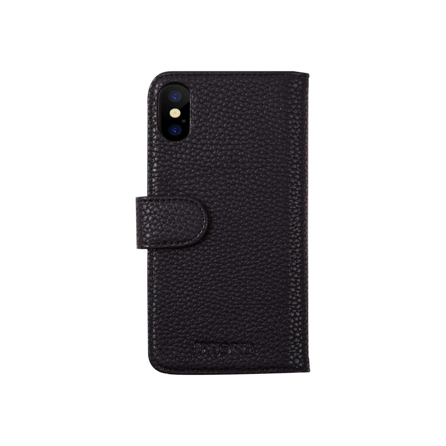 Bookcase for Apple iPhone X/XS - Black with Pearls and Studs