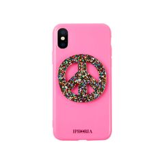 Case for Apple iPhone X/XS - Pink Peace Glitter Multicolor