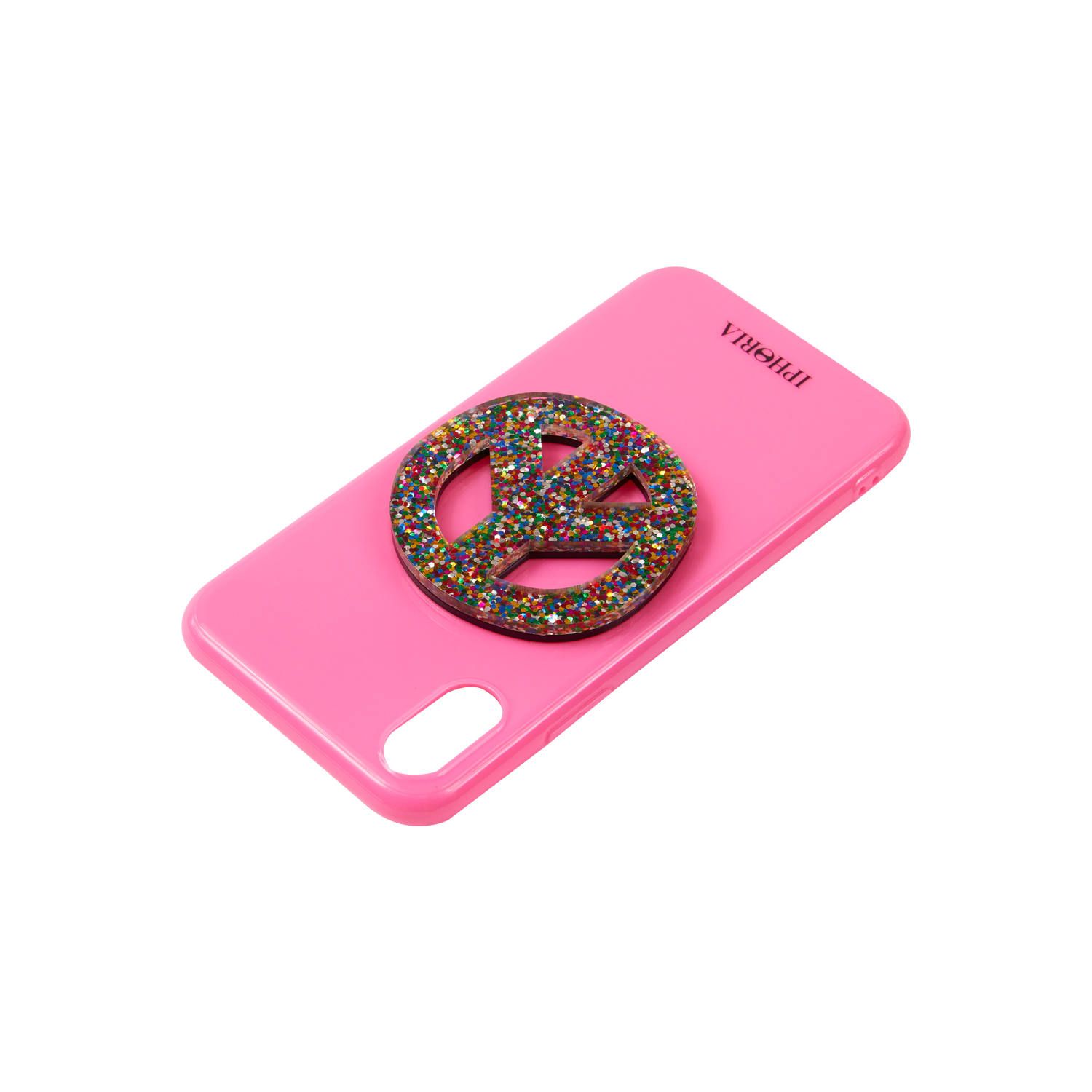 Case for Apple iPhone X/XS - Pink Peace Glitter Multicolor
