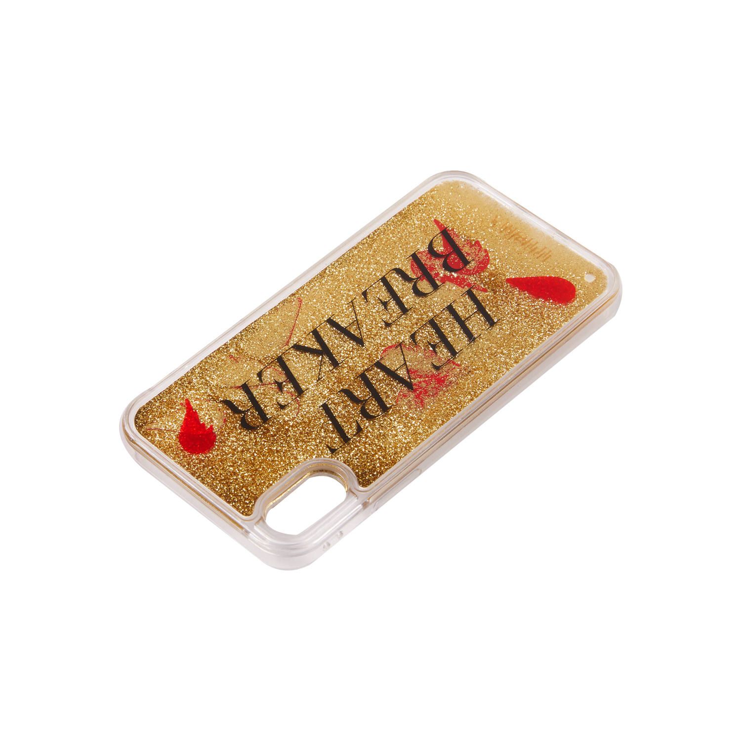 Liquid Case for Apple iPhone X/XS - Tranparent Heartbreaker with Floating Hearts and Glitter