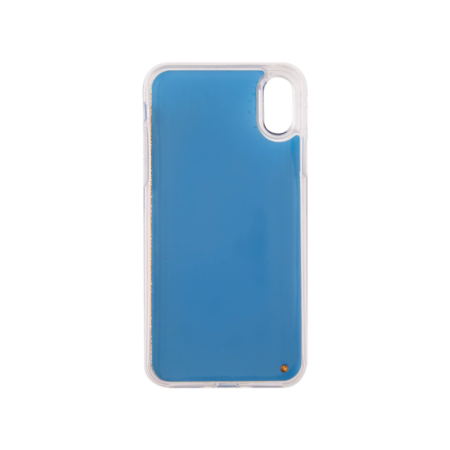 Liquid Case for Apple iPhone X/XS - Perfume Round Blue and Golden Glitter