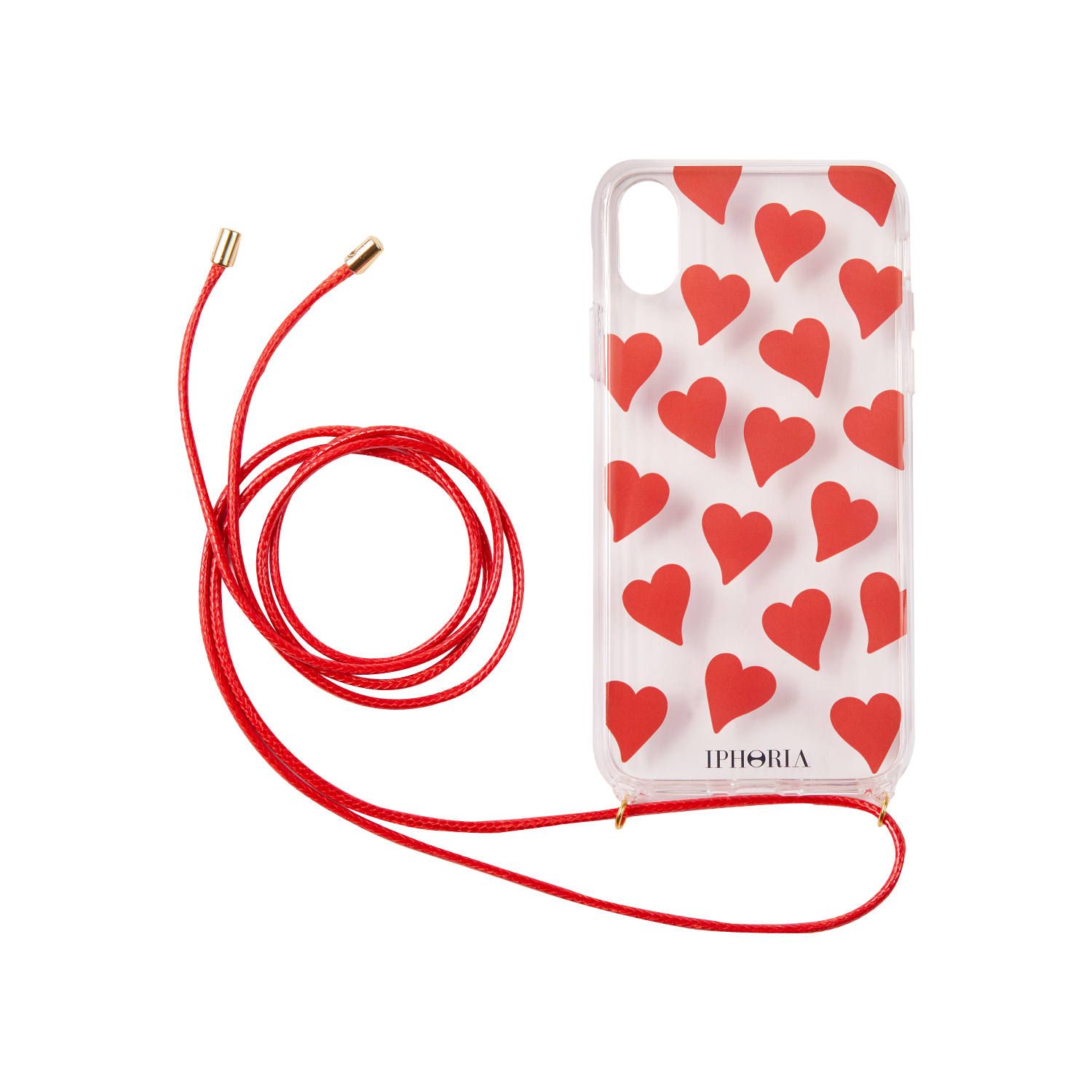 Necklace Case for Apple iPhone X/XS - Transparent Hearts