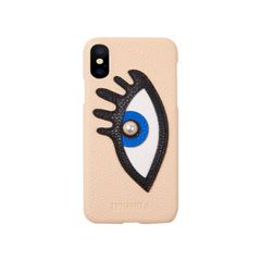 Veggie Leather Case for Apple iPhone X/XS - Beige with Blue Eye