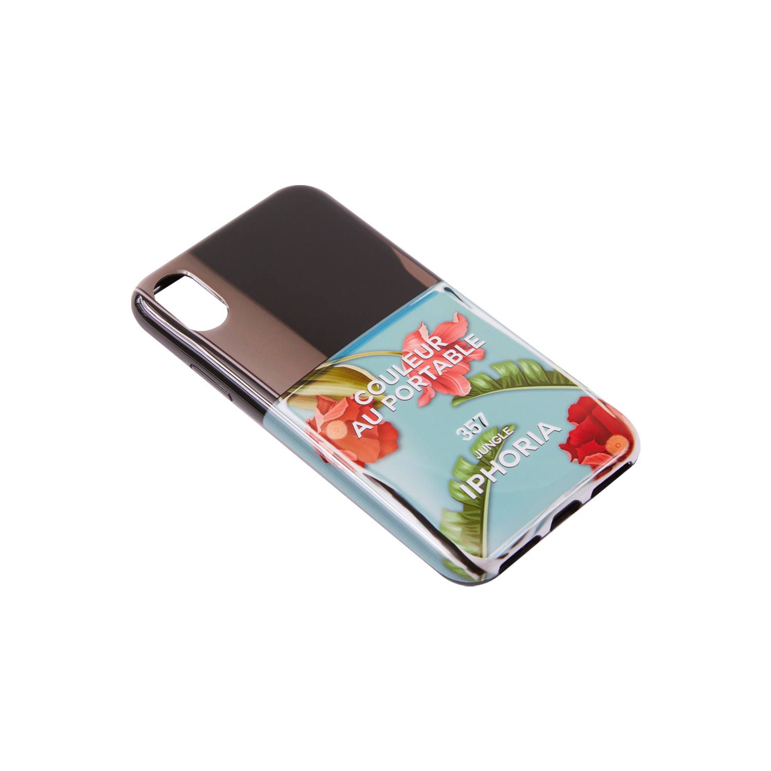 Case for Apple iPhone X/XS - Nailpolish Blue with Flowers
