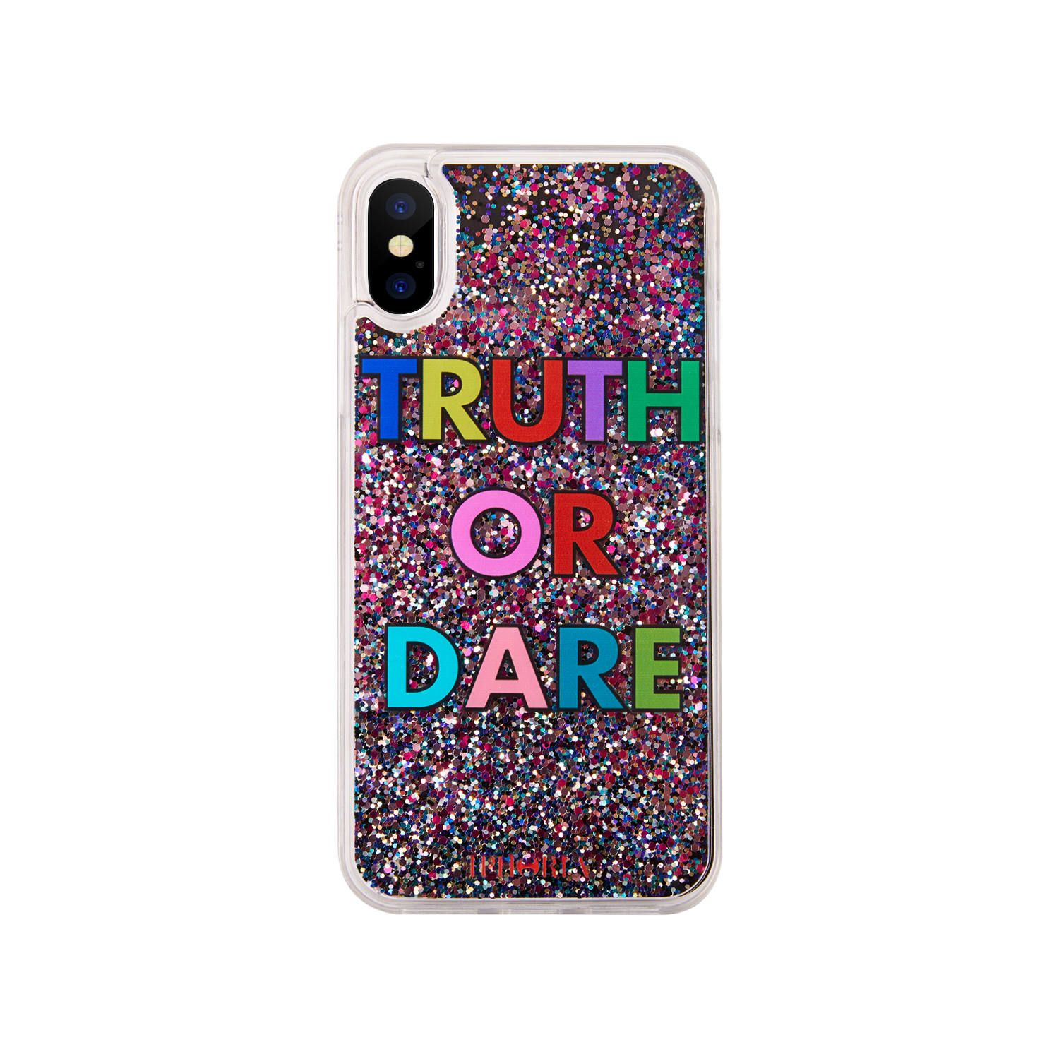 Liquid Case for Apple iPhone X/XS - Black TRUTH OR DARE Glitter