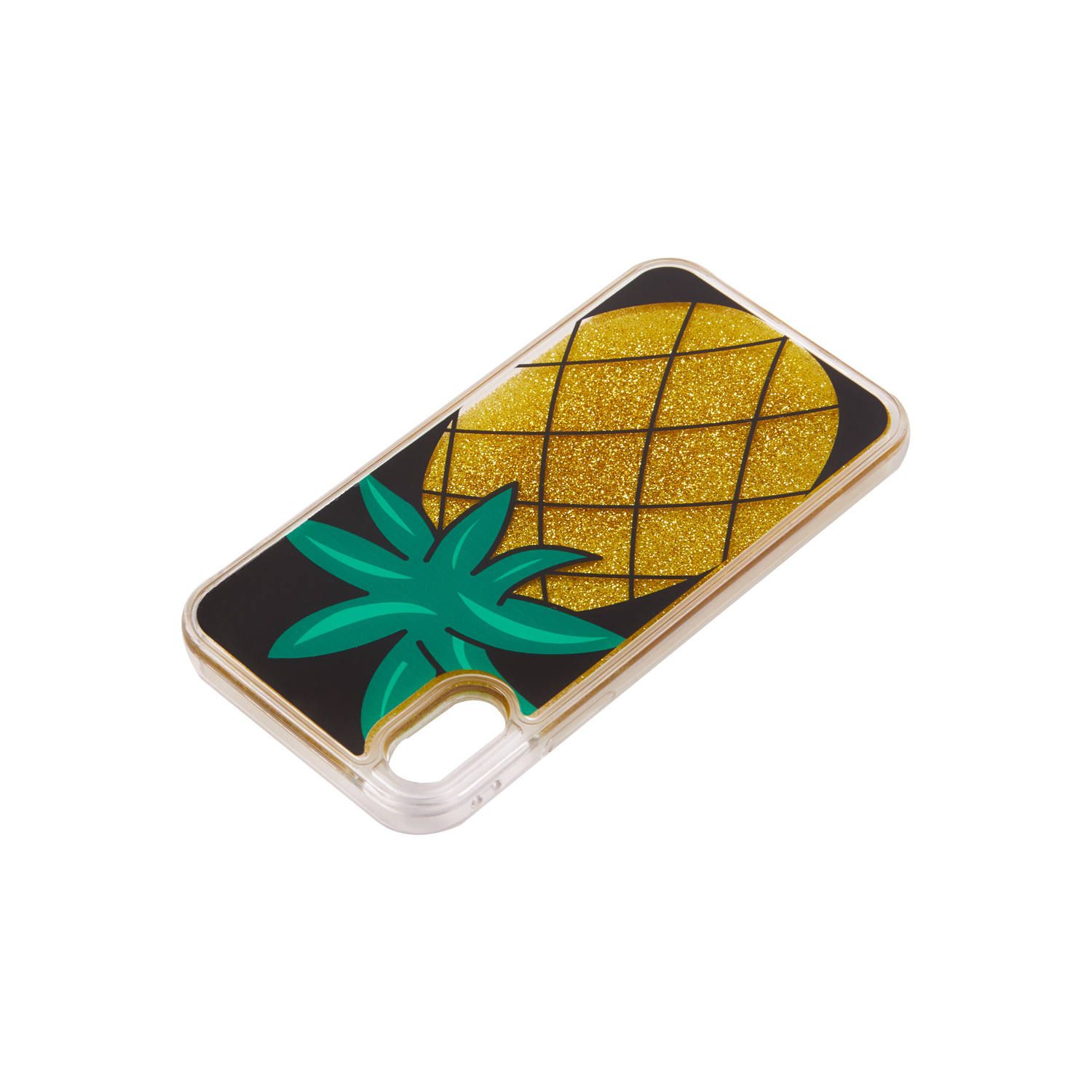 Liquid Case for Apple iPhone X/XS - Pineapple with Golden Glitter