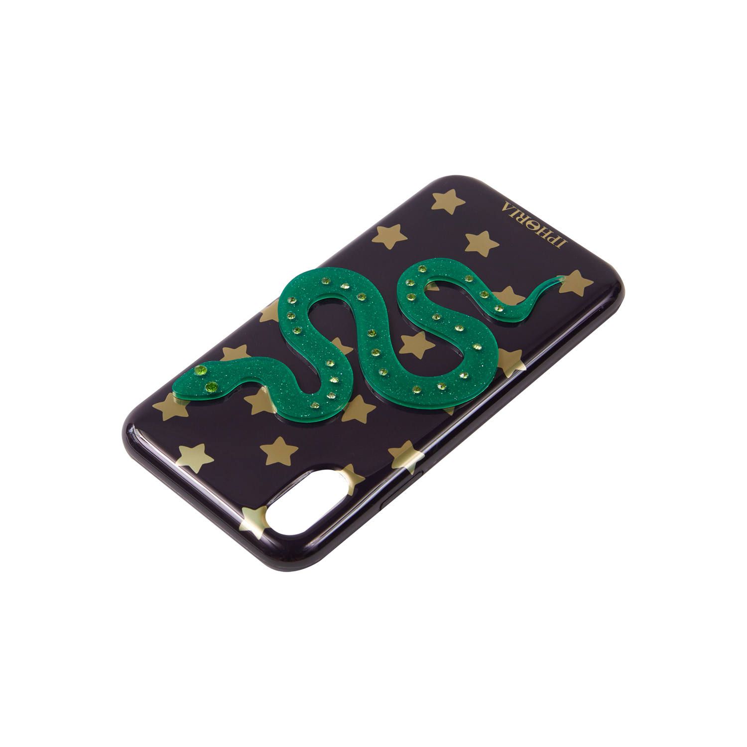 3D Case for Apple iPhone X/XS - Black with Stars and Snake