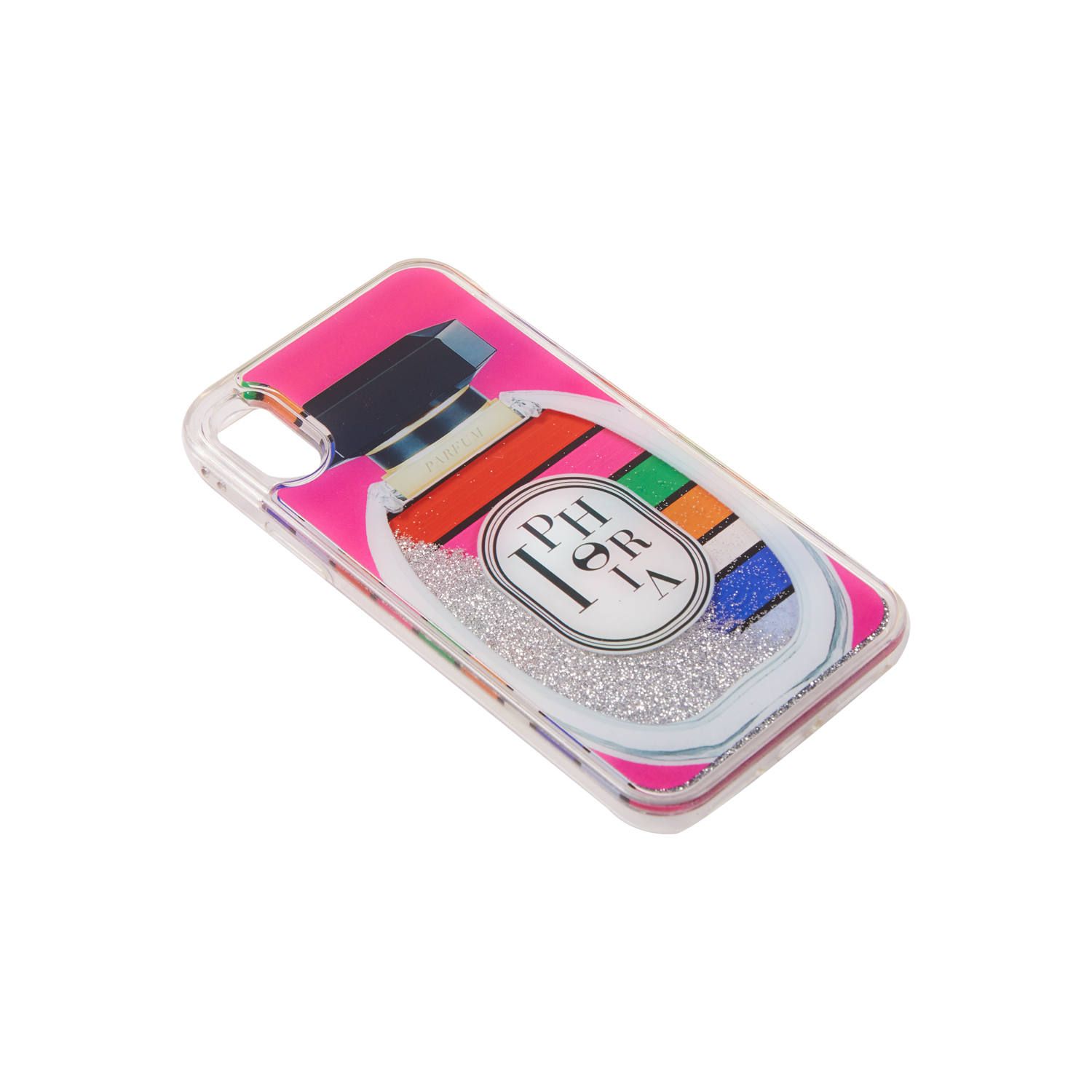 Liquid Case for Apple iPhone X/XS - Perfume Round Multicolor Stripes