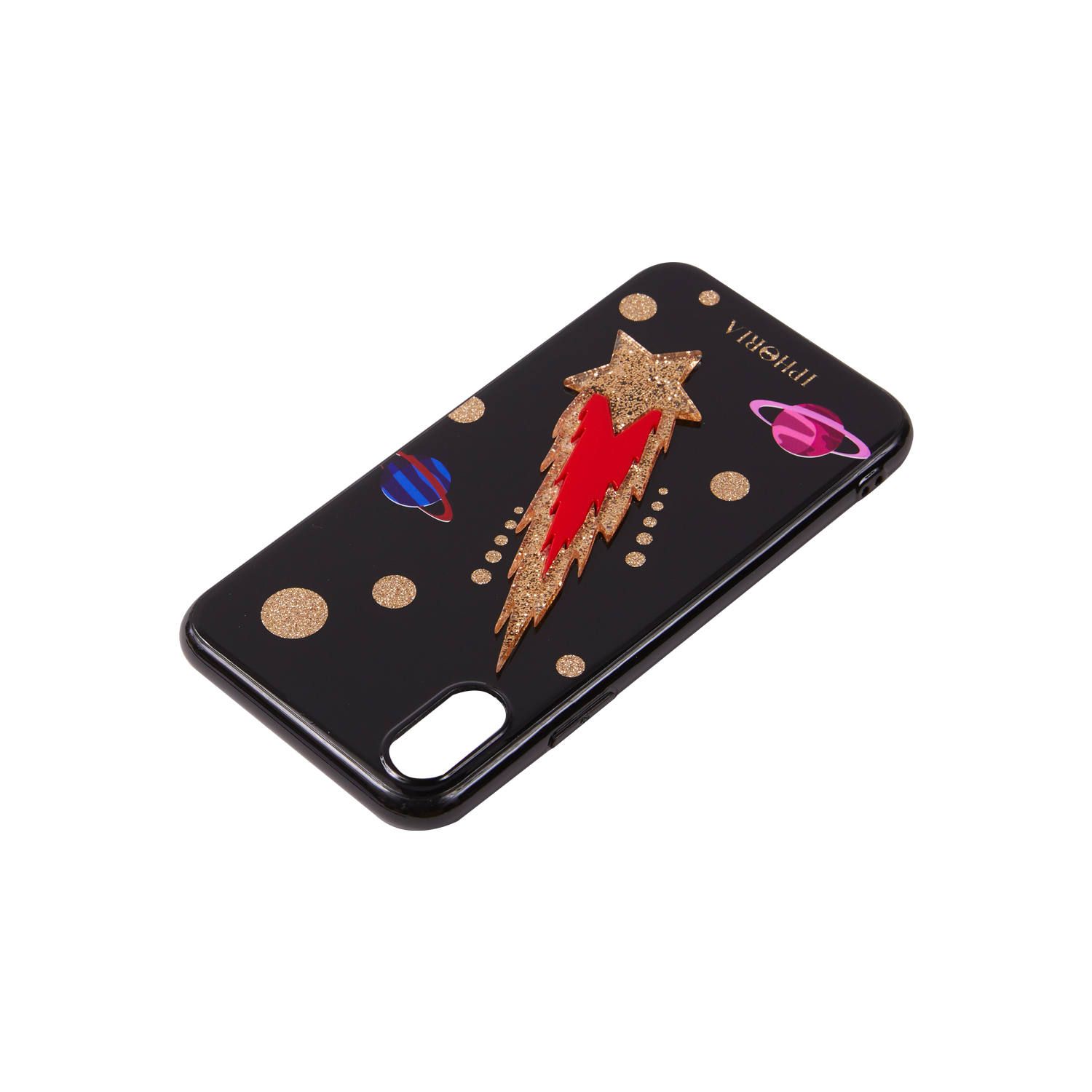 3D Case for Apple iPhone X/XS - Black Rocket Space