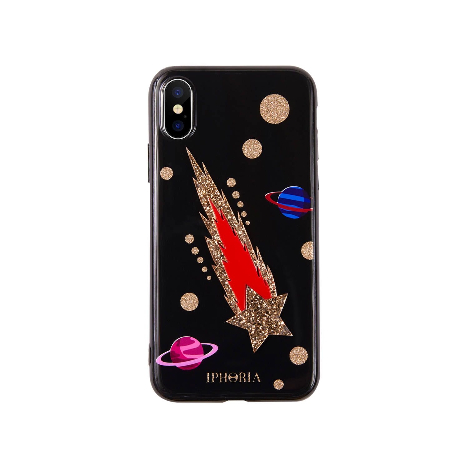 3D Case for Apple iPhone X/XS - Black Rocket Space