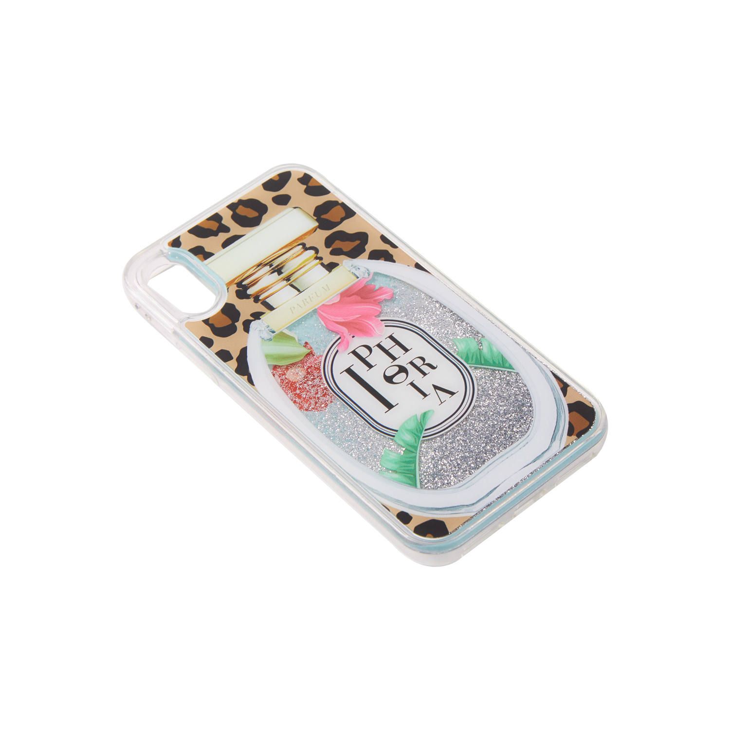 Liquid Case for Apple iPhone X/XS - Perfume Round Multicolor Ornaments and Leo