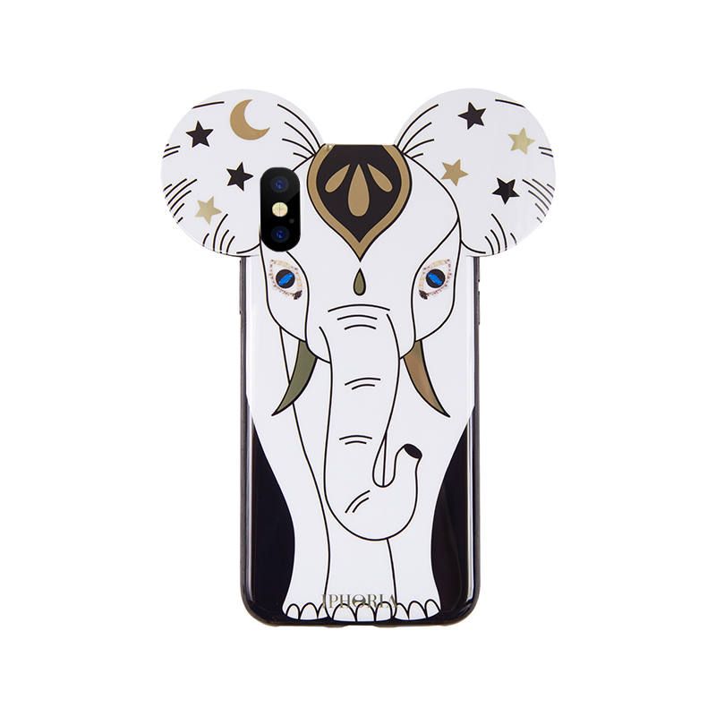 Case for Apple iPhone X/XS - Elephant White Stars and Moon