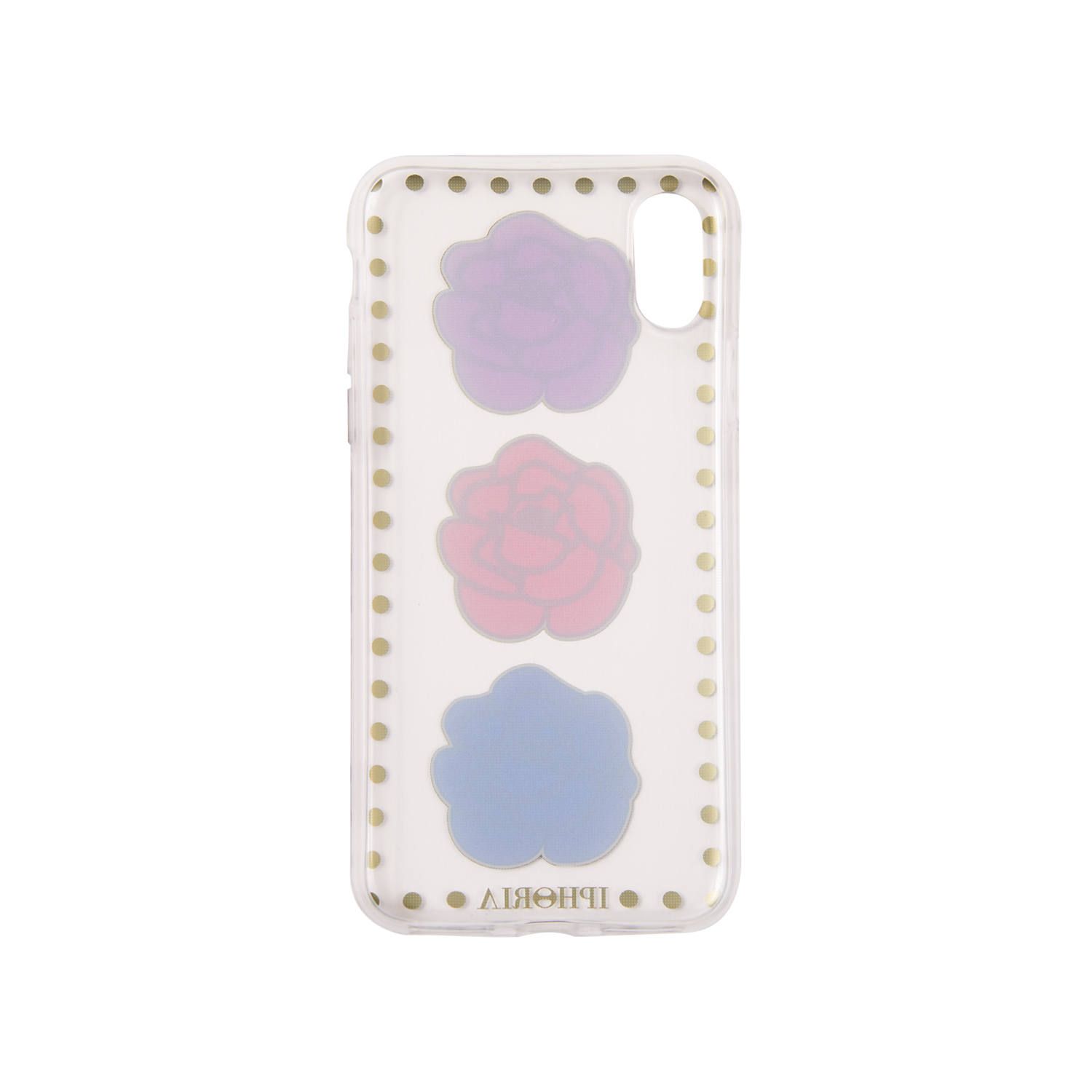 Case for Apple iPhone X/XS - Transparent Three Roses with Studs