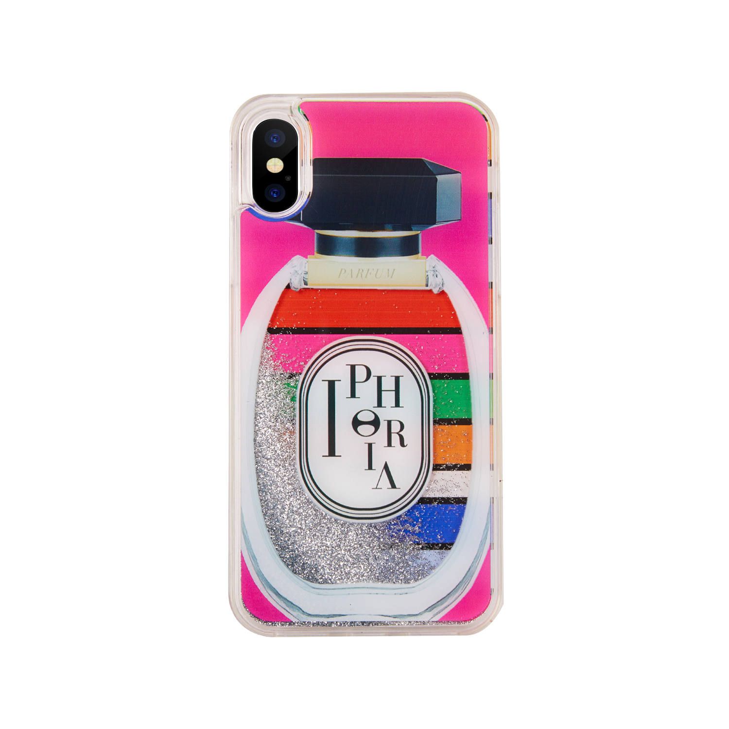 Liquid Case for Apple iPhone X/XS - Perfume Round Multicolor Stripes