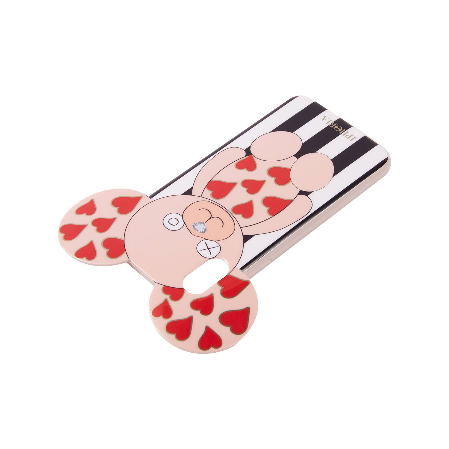 Case for Apple iPhone X/XS - Teddy with Hearts Stripes Black and White